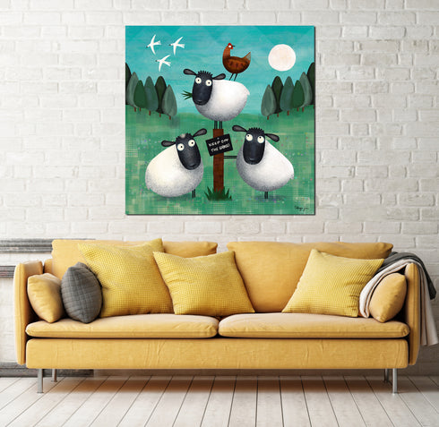 Keep Off The Grass - Sheepies Art Canvas